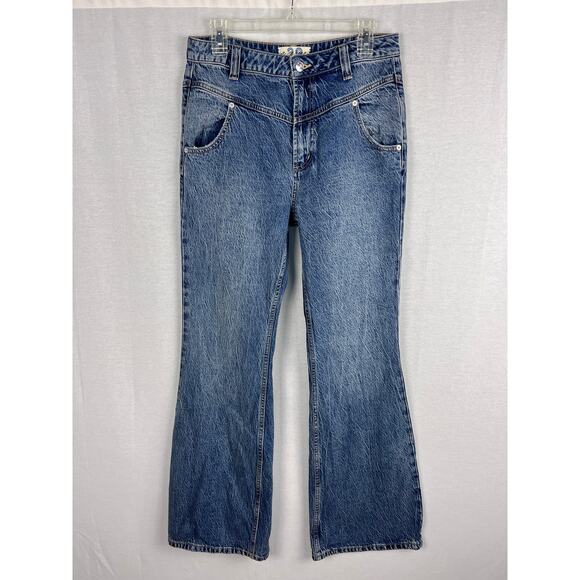 Free People Jeans Naomi Flare Denim Acid Wash Western Cowgirl Rodeo Boho Hippie - Picture 3 of 9